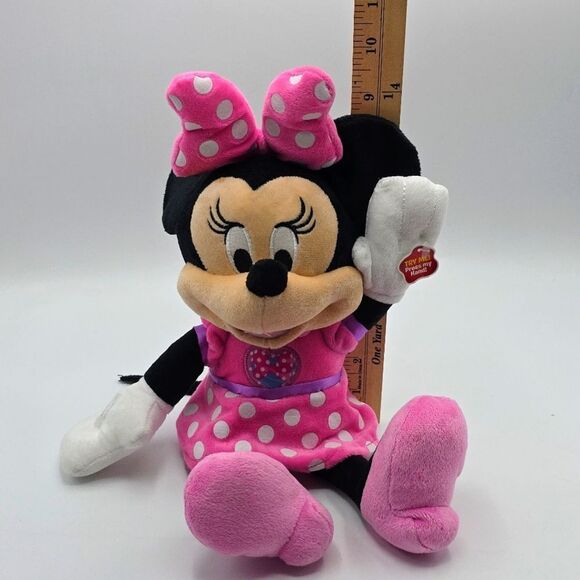 Disney Minnie Mouse Plush Pink Polka Dot Dress Interactive Press Hand 10” - Picture 11 of 17